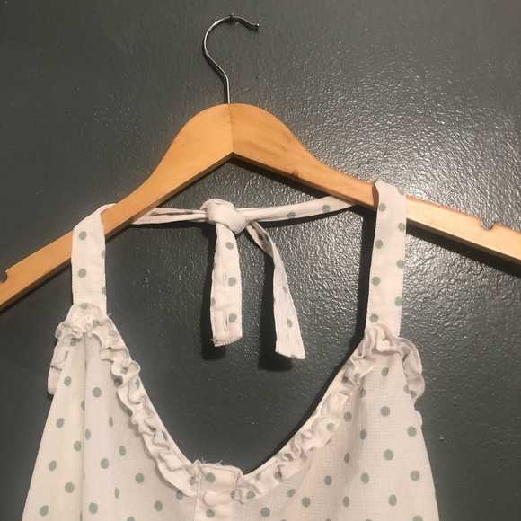 White & Mint green polka dot crop top - Picture 5 of 5